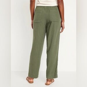 Old Navy High Waisted Linen Blend Straight Pants 2X Green